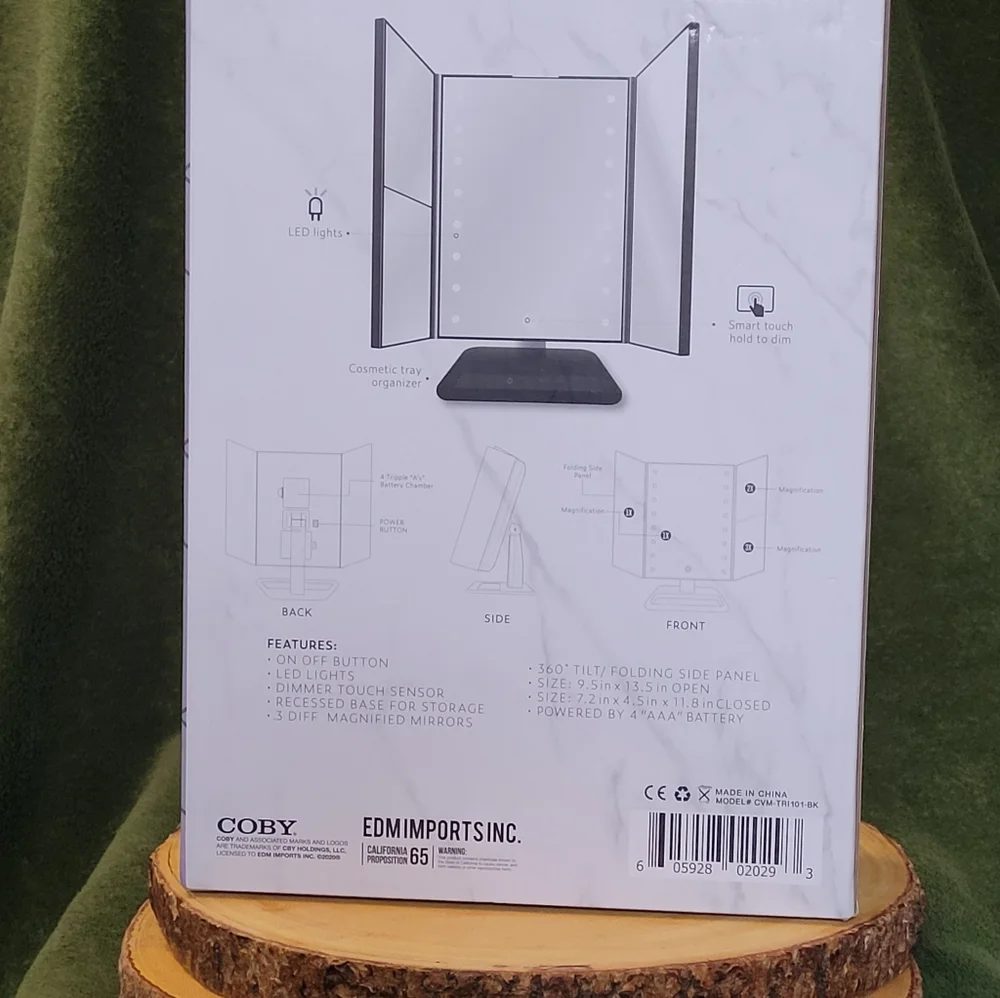 NEW Coby Trifold LED Mirror